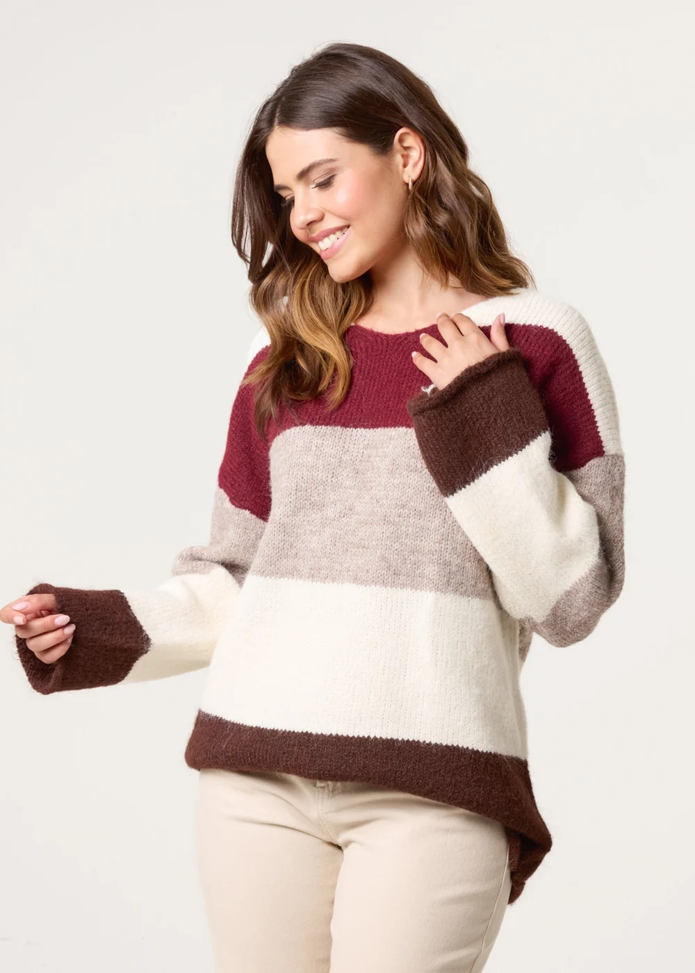 Blue Vanilla Red Colourful Stripped V Neck Jumper - M/L Image 1