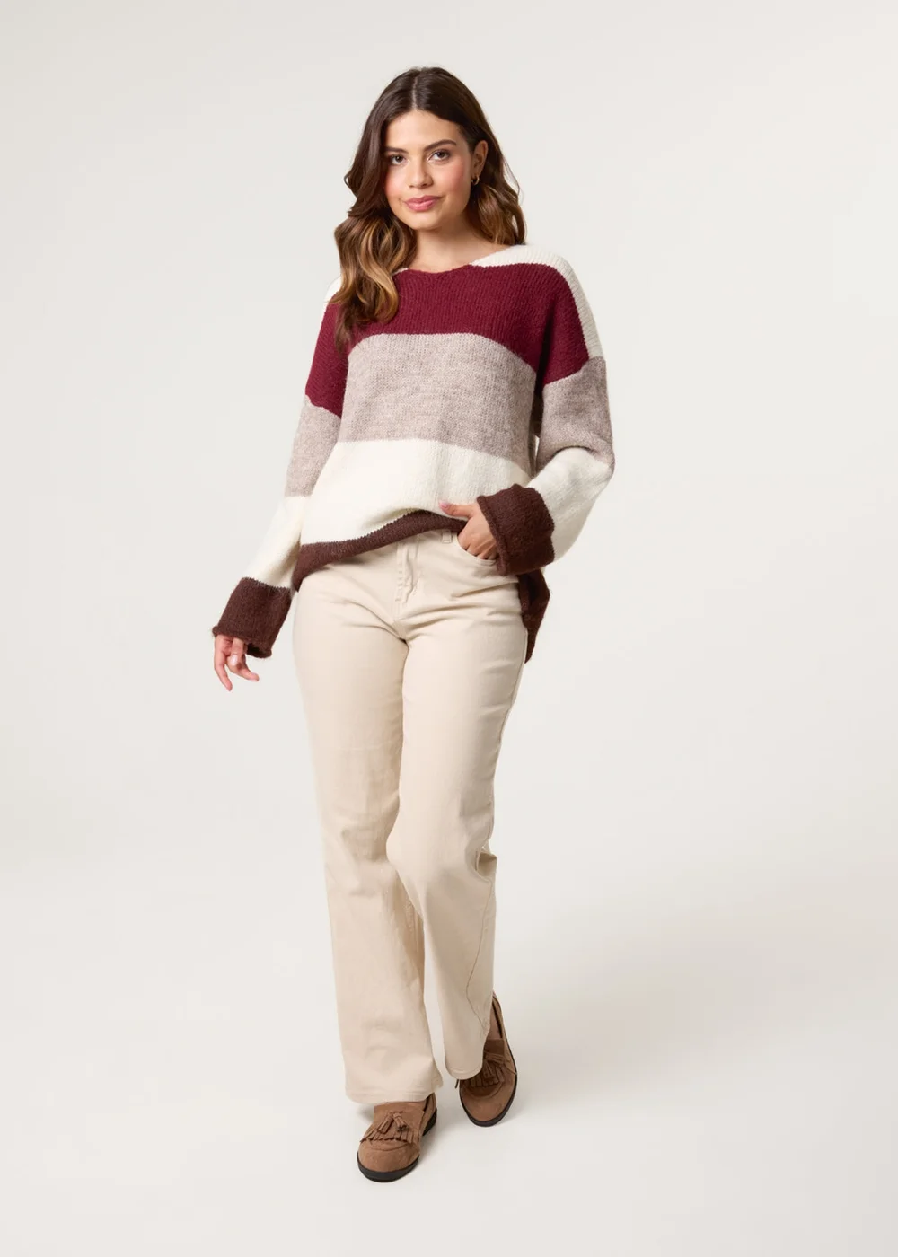 Blue Vanilla Red Colourful Stripped V Neck Jumper - M/L Image 2