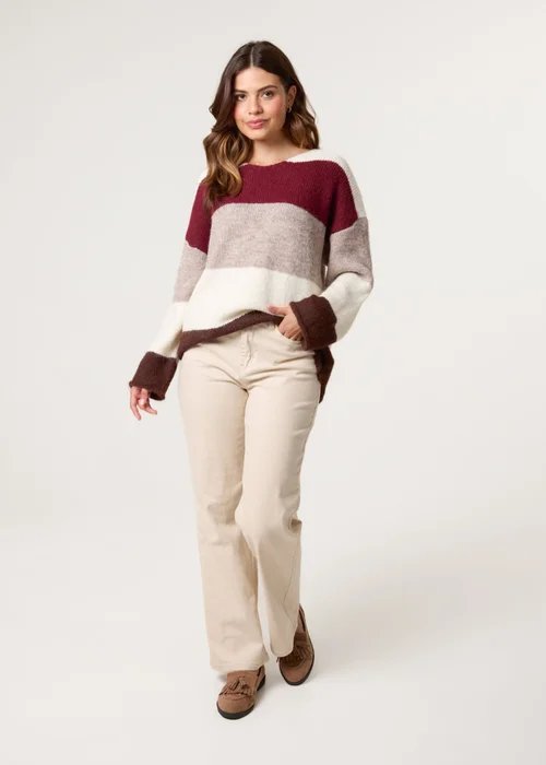 Blue Vanilla Red Colourful Stripped V Neck Jumper - M/L Image 2