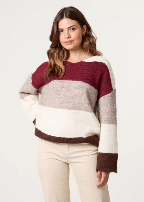 Blue Vanilla Red Colourful Stripped V Neck Jumper - M/L Image 4