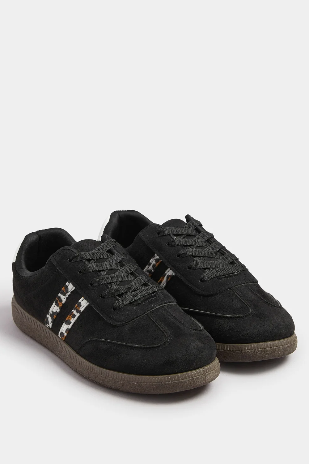 Yours Black Retro Leopard Stripe Trainers In Extra Wide EEE Fit - 5 Extra Wide Image 2
