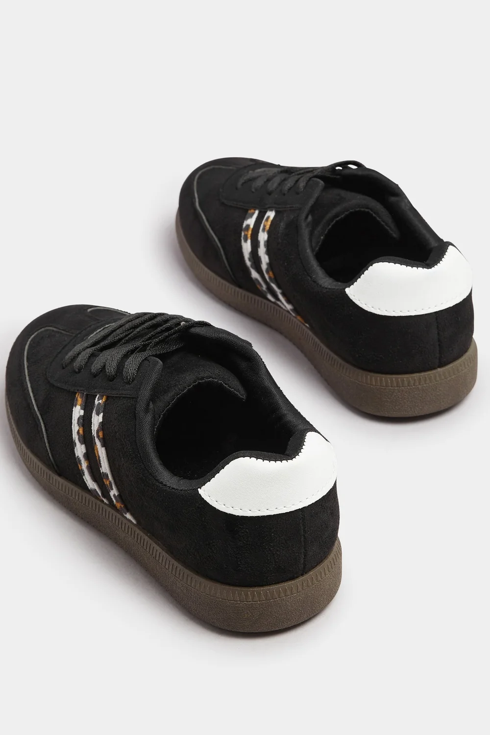 Yours Black Retro Leopard Stripe Trainers In Extra Wide EEE Fit - 5 Extra Wide Image 4