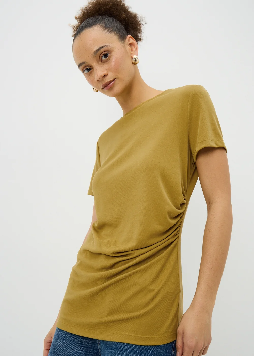 Green Short Sleeve Drape T-Shirt - 8 Image 2