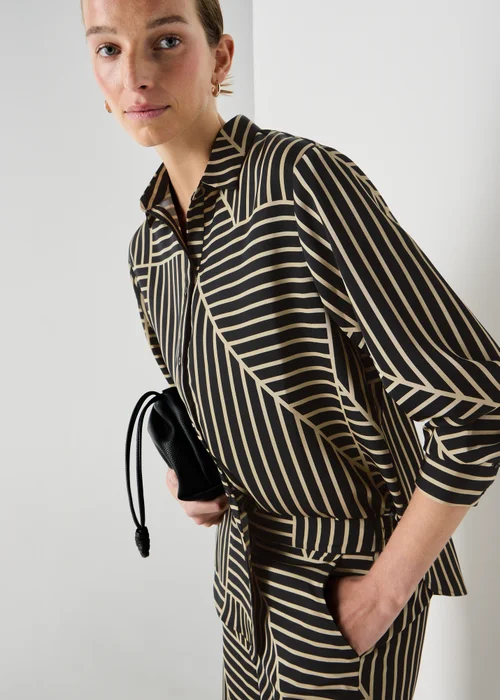 Et Vous Camel Stripe Satin Co Ord Shirt - 8 Image 1
