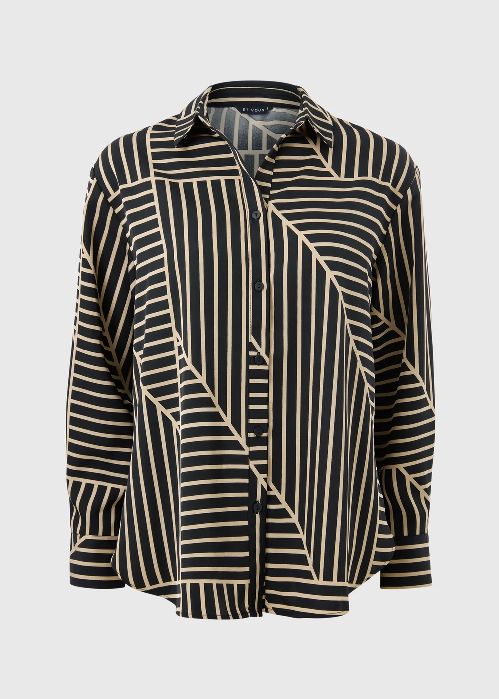 Et Vous Camel Stripe Satin Co Ord Shirt - 8 Image 4