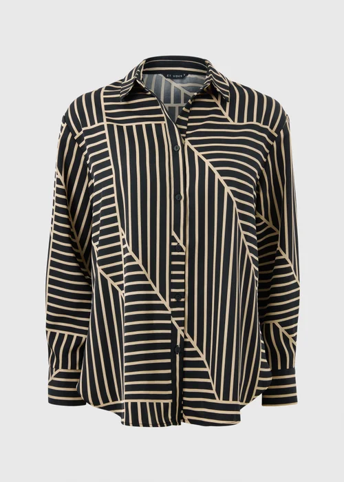 Et Vous Camel Stripe Satin Co Ord Shirt - 8 Image 4