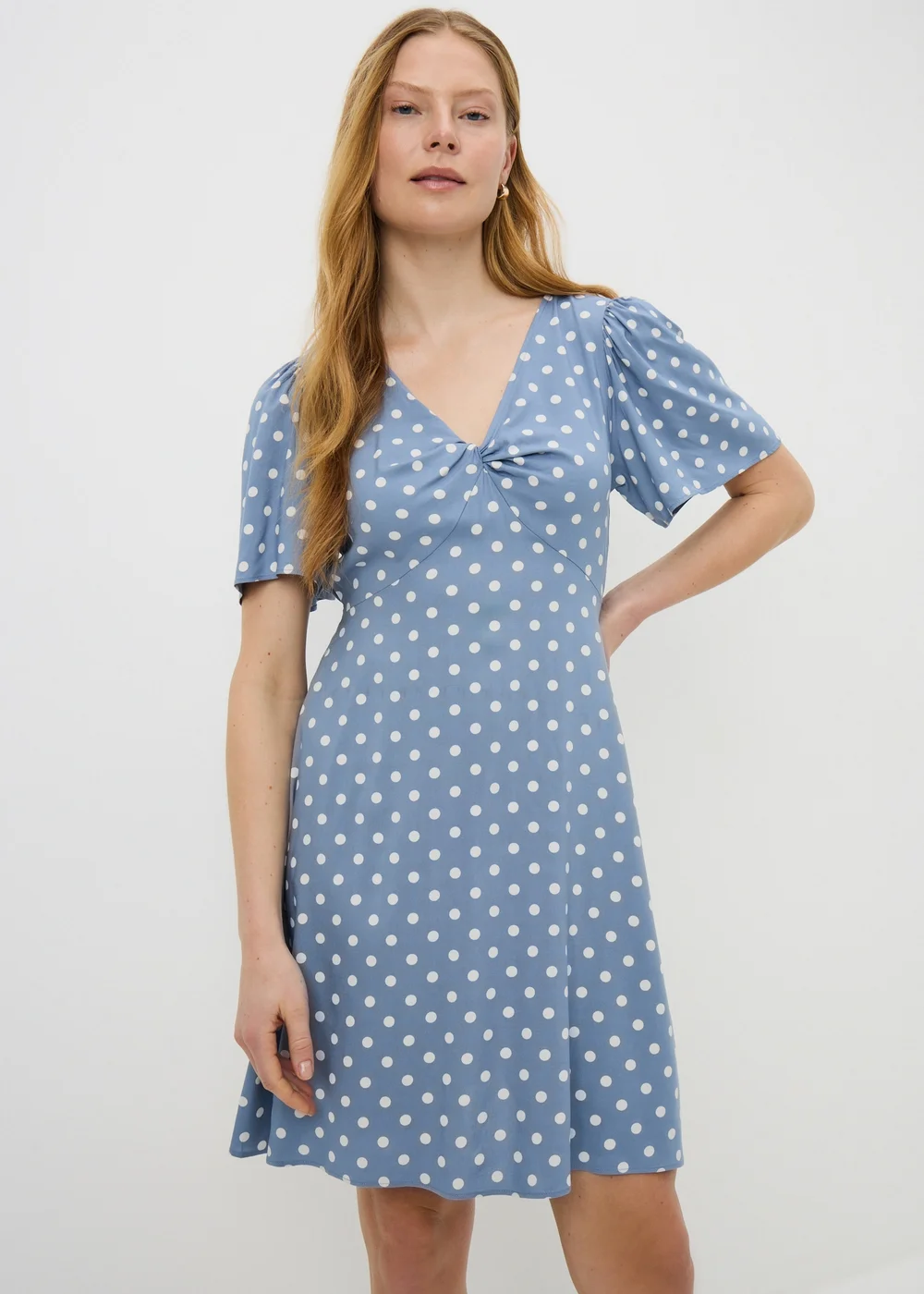 Blue Polka Dot Mini Tea Dress - 16 Image 1