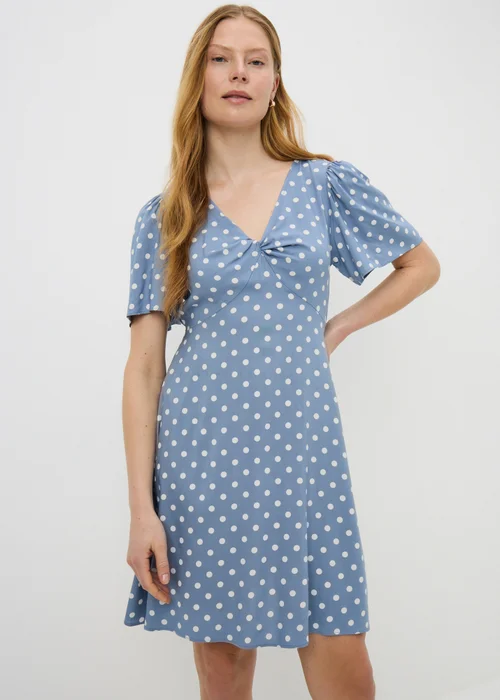 Blue Polka Dot Mini Tea Dress - 16 Image 1