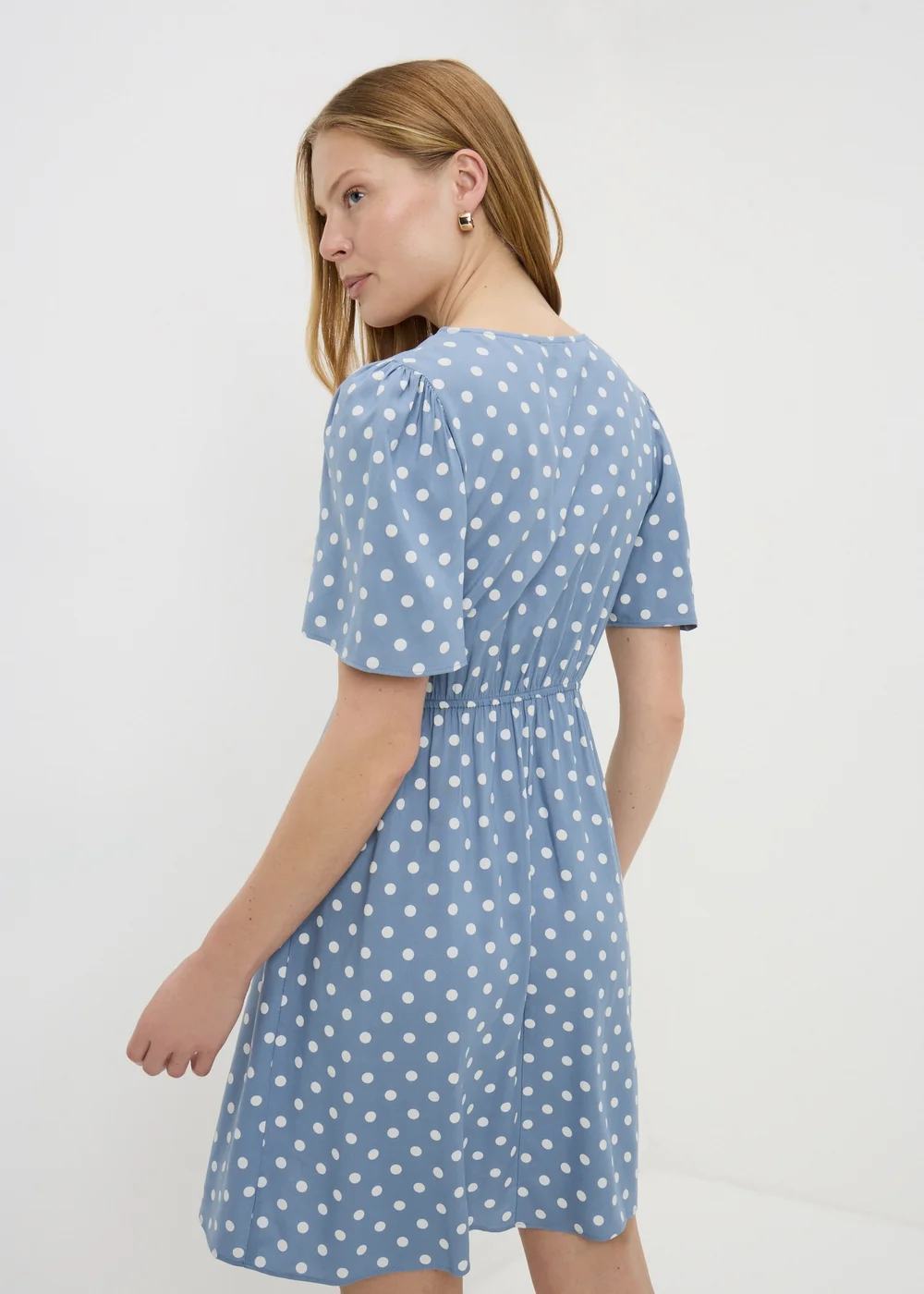 Blue Polka Dot Mini Tea Dress - 16 Image 2