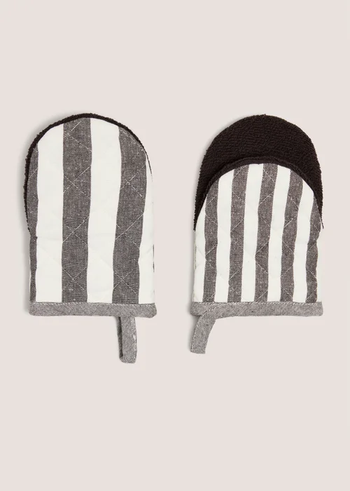 Chocolate Brown Striped Pot Grabbers Image 1
