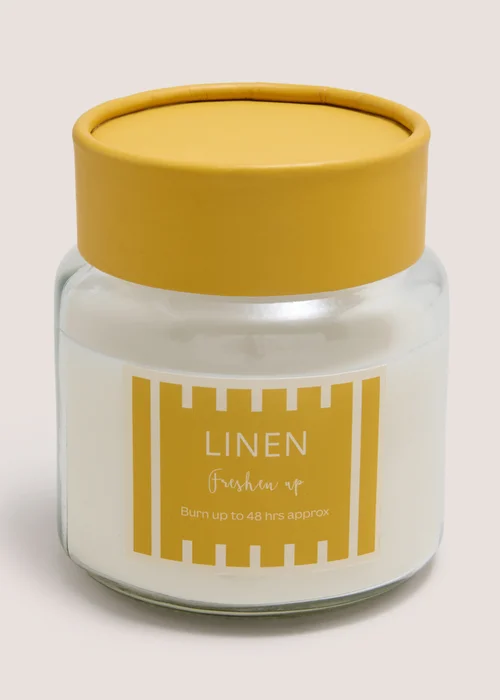 Linen Stripe Candle Jar Image 1