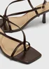 Chocolate Brown Toe Post Strappy Stiletto Heels - Size 3 Image 2