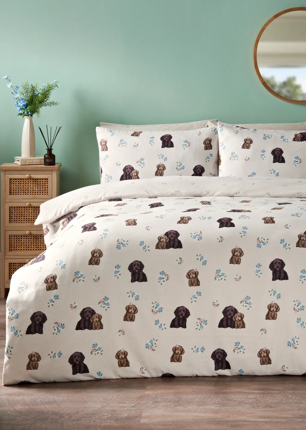 Multicolour Floral Cockapoo Duvet Set - Single Image 1