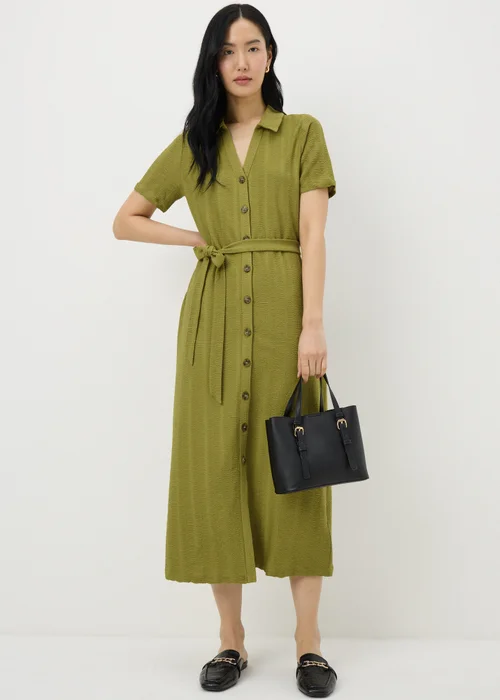 Olive Textured Midaxi Shirt Dress - 28 Image 1