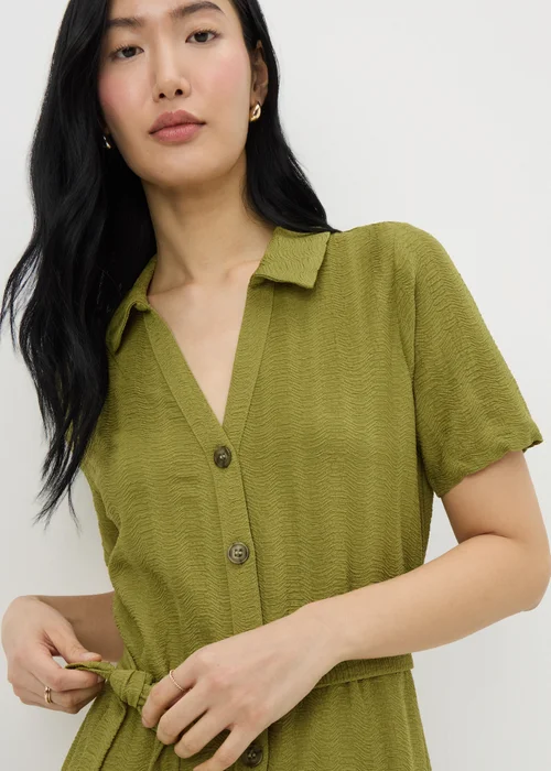 Olive Textured Midaxi Shirt Dress - 28 Image 2