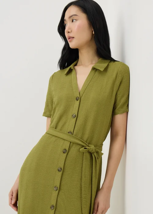 Olive Textured Midaxi Shirt Dress - 28 Image 3