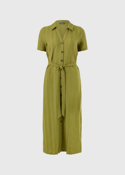 Olive Textured Midaxi Shirt Dress - 28 Image 4