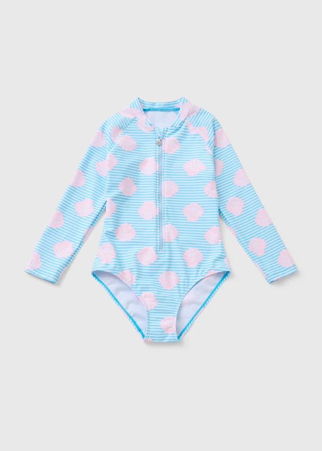 Girls Blue Shell Swimming Costume (6-15yrs)