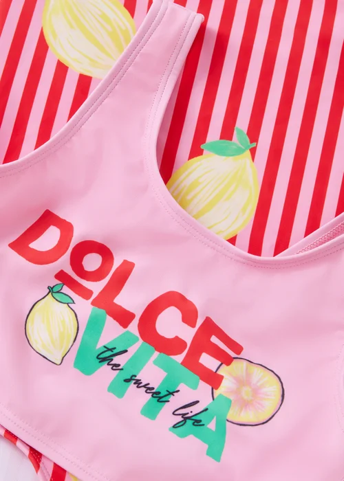 2 Pack Girls Multicolour Lemon Swimming Costumes (6-15yrs) - 6-7 Yrs Image 2