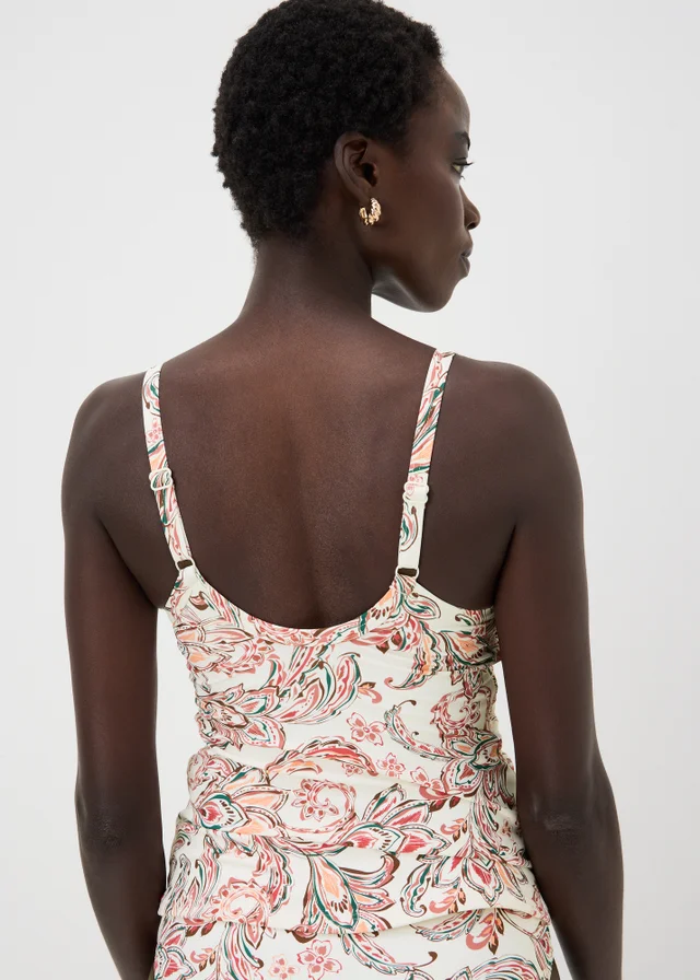 White Paisley Shapewear Tankini Top
