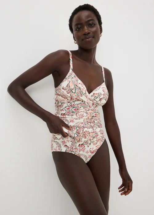 White Paisley Shapewear Tankini Top - 28 Image 1