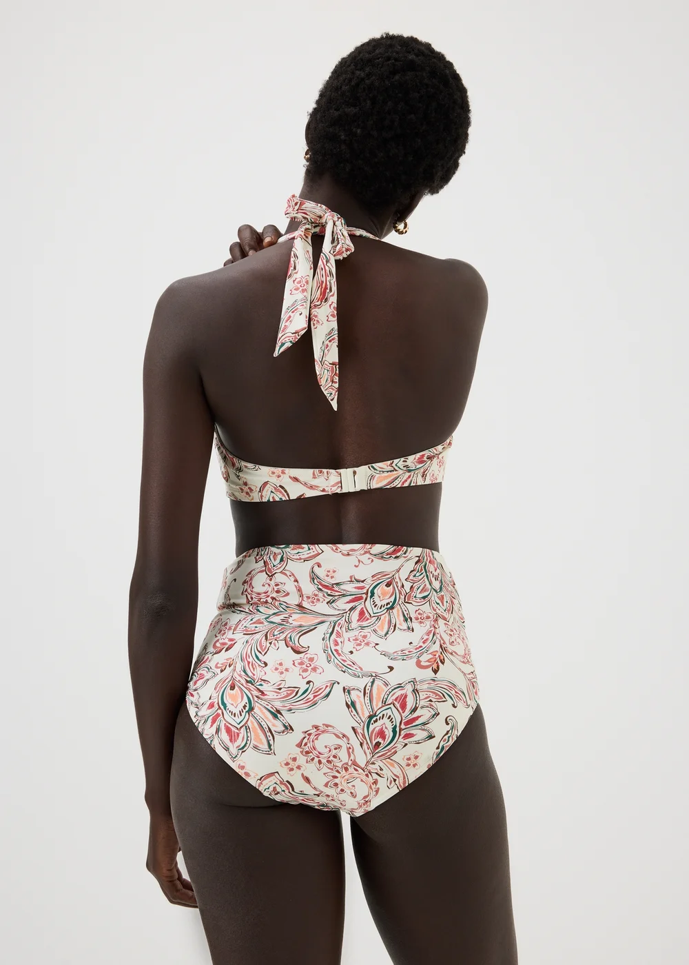White Paisley Shapewear High Waisted Bikini Bottoms - 26 Image 2