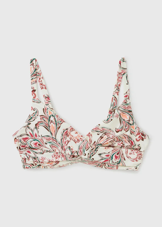 DD+ White Paisley Shapewear Bikini Top