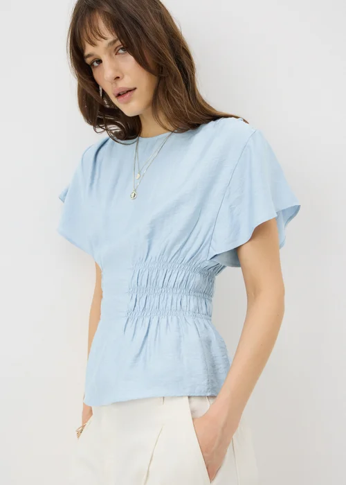 Light Blue Cinched Waist Blouse - 10 Image 1