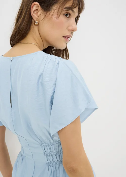 Light Blue Cinched Waist Blouse - 10 Image 3