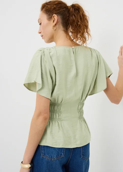 Green Cinched Waist Blouse - 16 Image 3