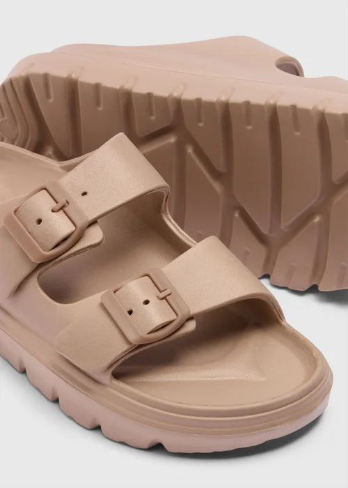 Nude Double Buckle Chunky Sandals - 7 Image 2
