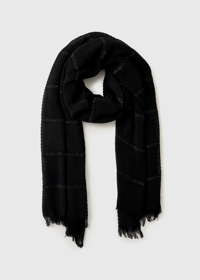Black Crinkle Detail Scarf