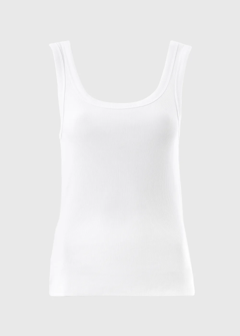 White Ribbed Scoop Vest Top - 8 Image 3