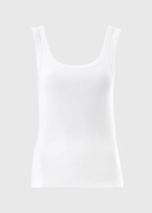 White Ribbed Scoop Vest Top - 8 Image 3
