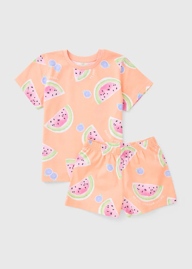 Girls Orange Watermelon Pyjama Set (1-13yrs)