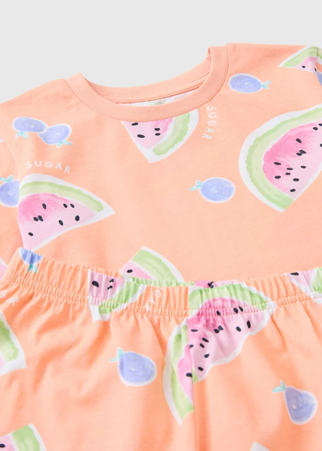 Girls Orange Watermelon Pyjama Set (1-13yrs)