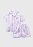 Girls Lilac Stripe Sleep Club Satin Pyjama Set (4-13yrs) - Age 4 Years Image 1
