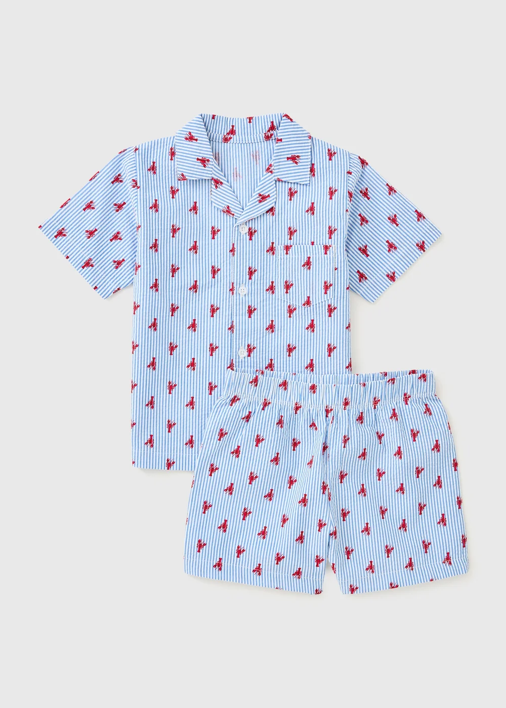 Girls Blue Lobster Stripe Short Pyjama Set (1-7yrs) - 1 to 1 half years Image 1