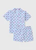 Girls Blue Lobster Stripe Short Pyjama Set (1-7yrs) - 1 to 1 half years Image 1