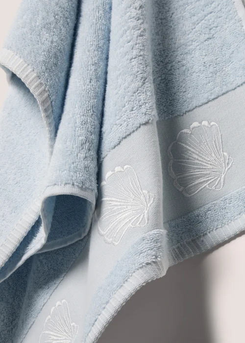 Blue Shell Embroidered Hand Towel - Hand Towel Image 2