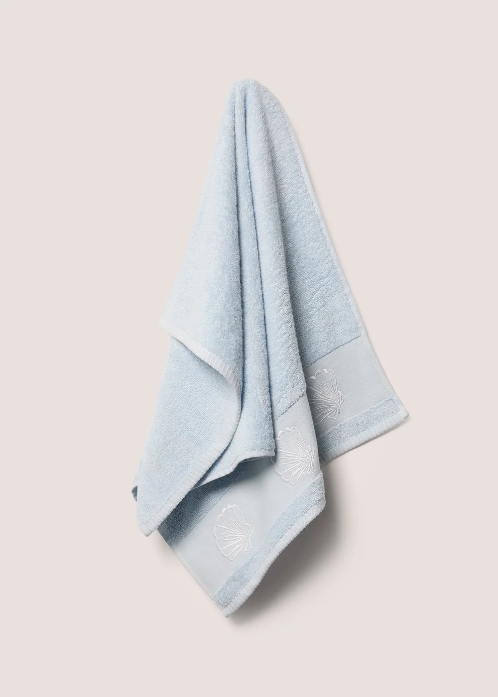 Blue Shell Embroidered Hand Towel - Hand Towel Image 1