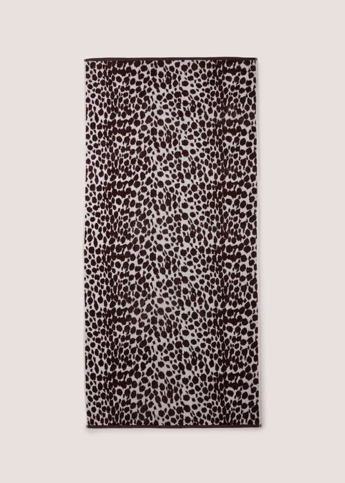 Brown Leopard Jacquard Beach Towel Image 1