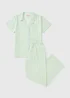 Green Stripe Woven Button Up Pyjama Set - 8 Image 3