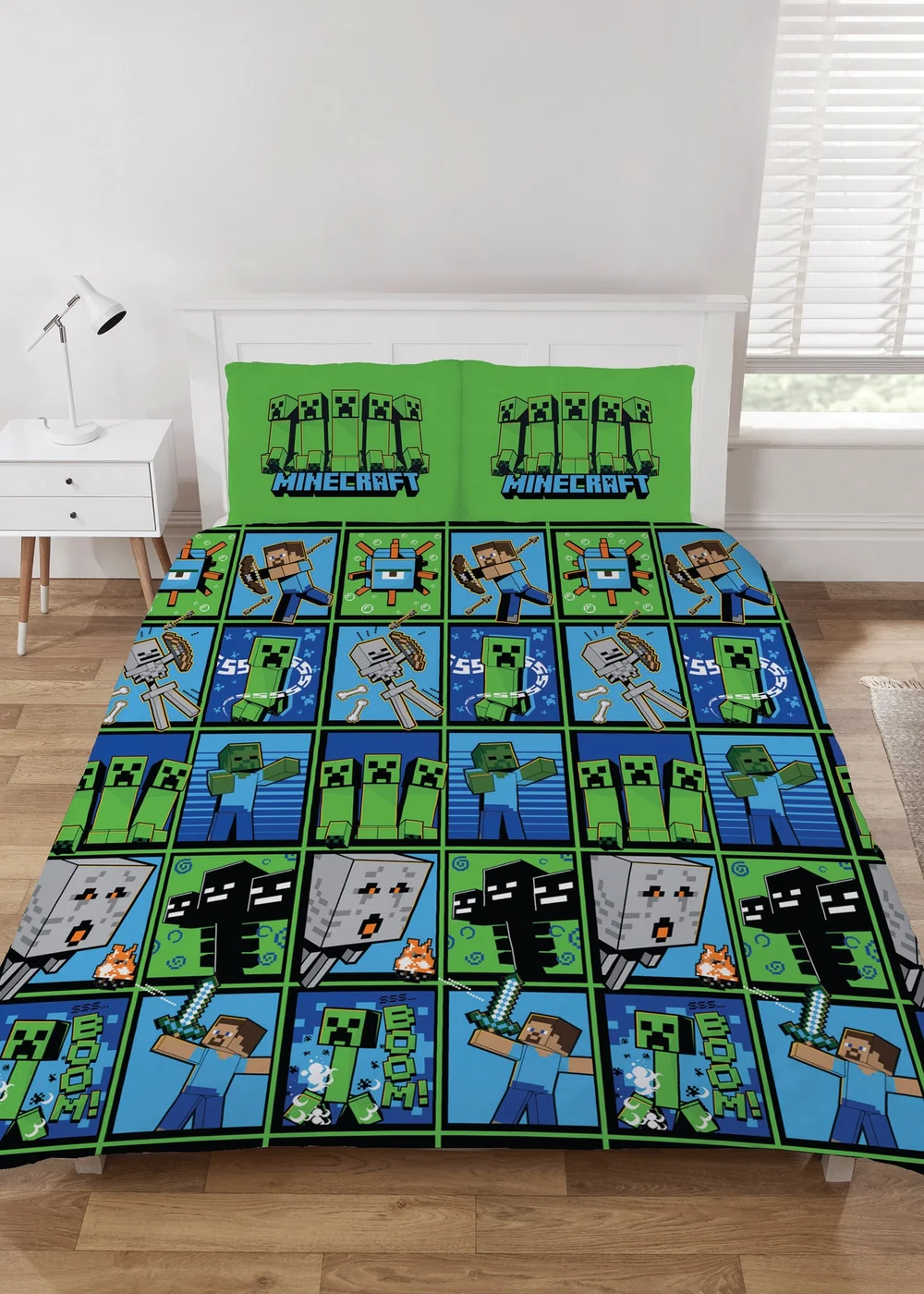 Minecraft Blue & Green Bed Set - Single Image 1