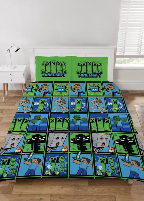 Minecraft Blue & Green Bed Set - Single Image 1