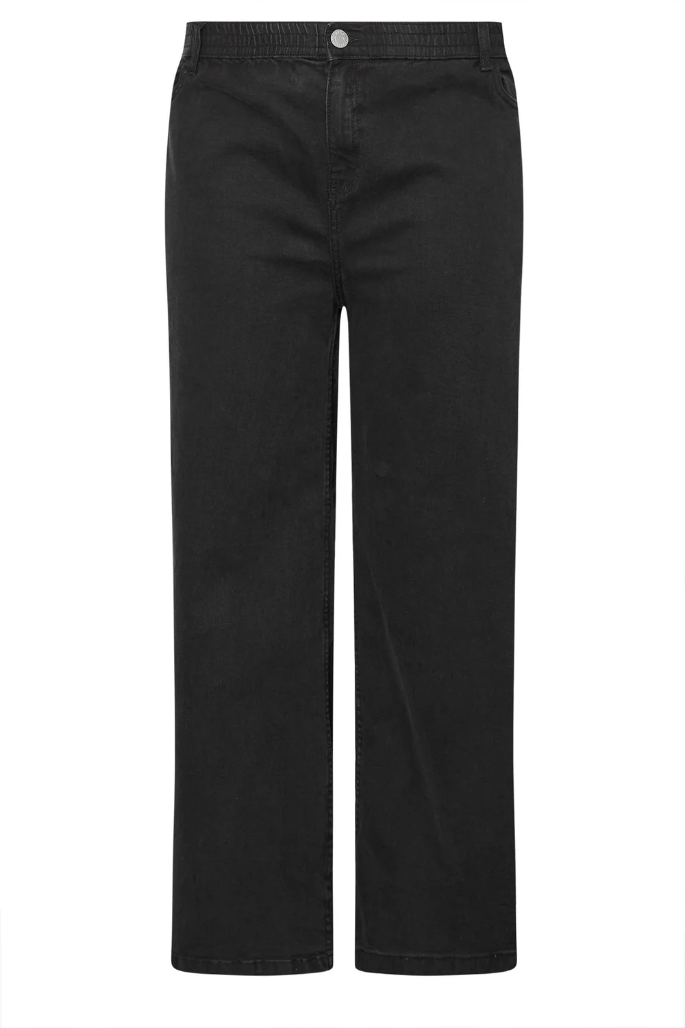 Yours Curve Black Wide Leg Puddle Jeans - 30-32 Image 5