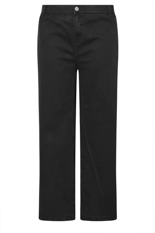 Yours Curve Black Wide Leg Puddle Jeans - 30-32 Image 5