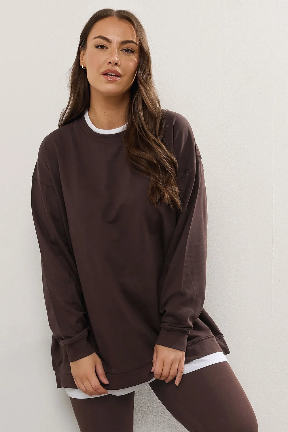Yours Curve Chocolate Brown 2-In-1 Jumper - 30-32 Image 1