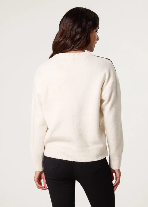 Blue Vanilla Ivory Embroidery Shoulder Detailing Jumper - M/L Image 4