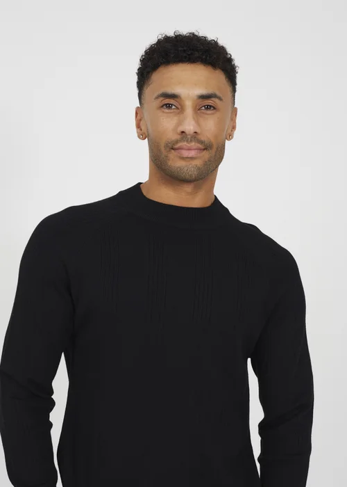 Brave Soul Black Long Sleeve Ribbed Raglan Jumper - L Image 3